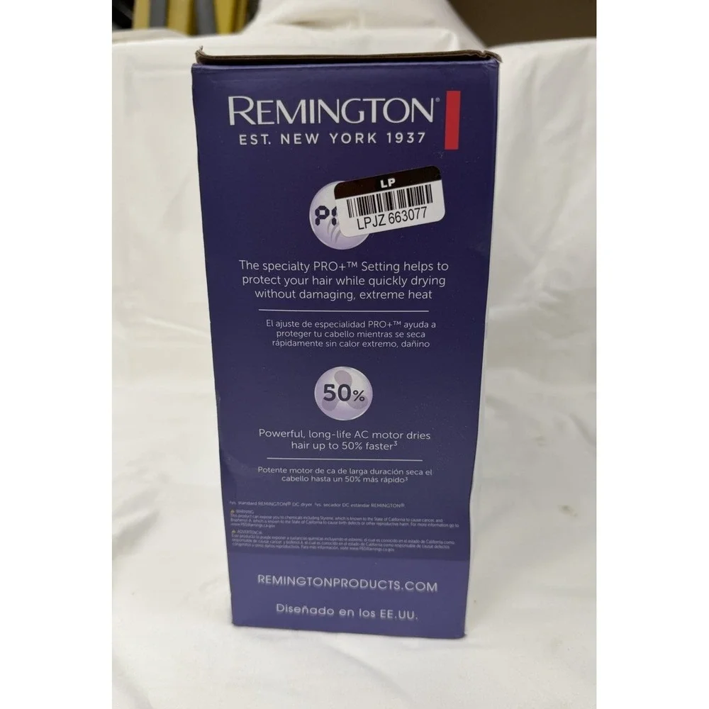 Remington Gloss Hair Dryer 1875W Purple Ceramic Ionic AC Motor 94433099